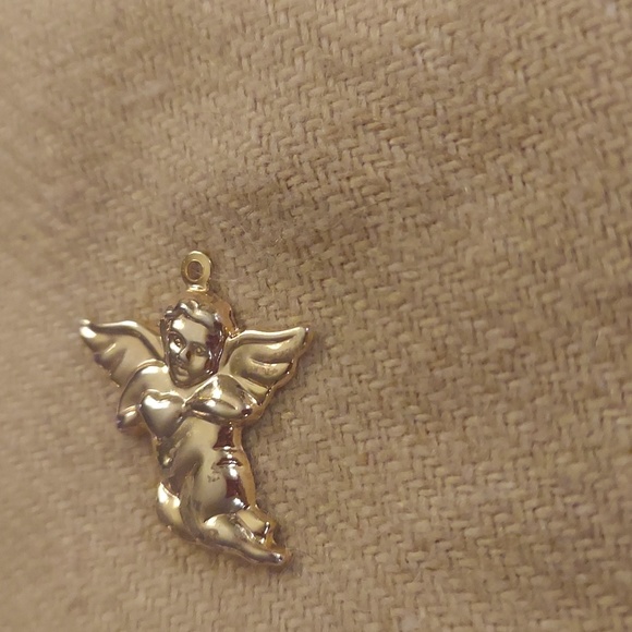 Vintage 1/20 14k Gold Filled Puffy 3D Introspective Cherub Angel Pendant - Picture 5 of 7